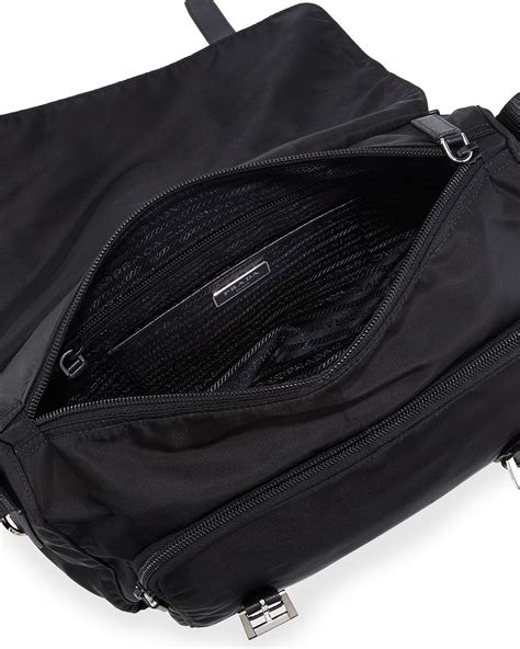 Prada Vela Medium Nylon Messenger Bag, Black (Nero)